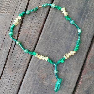 Agate Aventurine Quartz Crystal Necklace
